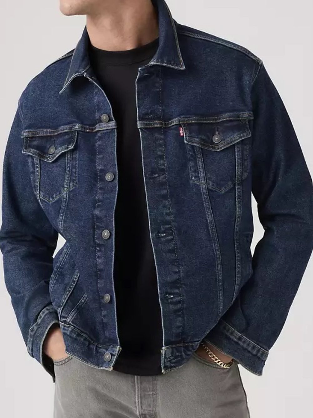 LEVIS medium/dark Colusa wash button down denim Trucker jacket size XL